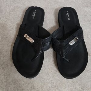Coach Black Sandals with Silver Accents